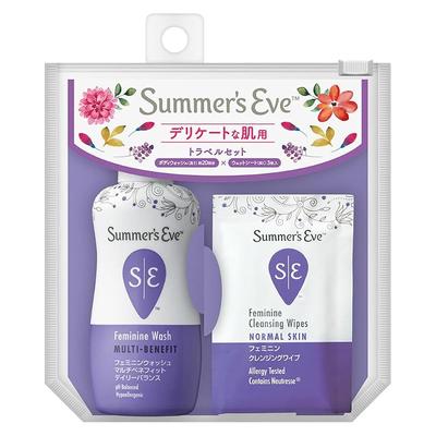 Summer's Eve Travel Set (Feminine Wash Daily Balance 1 Jar + Wipes 3 Sheets)