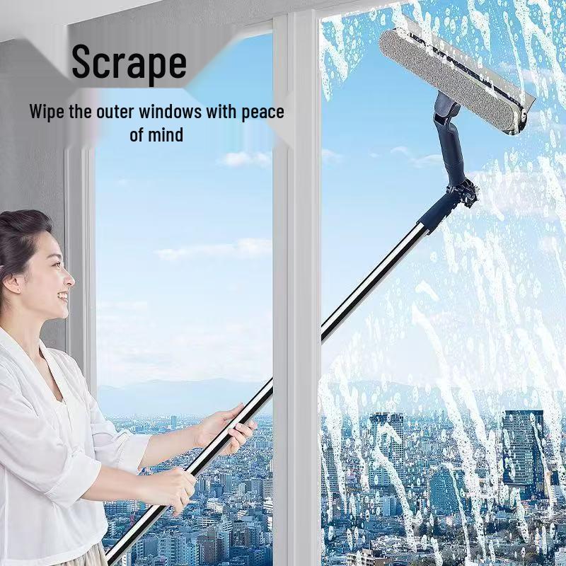 Double-Sided Long-Handle Squeegee for High-Rise Window Cleaning