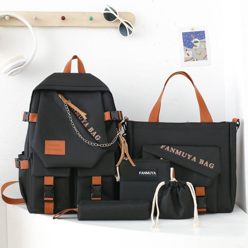 Набор из 5 предметов: рюкзак, сумка через плечо, сумка-кроссбоди, пенал, набор Ackpack, с сумкой-тоут и кошельком, большая вместимость, легкий и дышащий, для улицы K 1 set