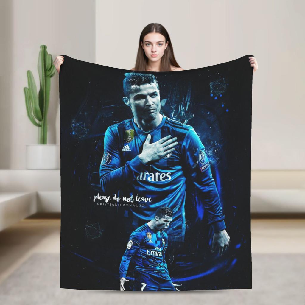 Knihovnička s fotbalovým míčem Ronalda Pletená deka Fleece Super měkká přehozová deka na postel Pohovku Koberec do postele