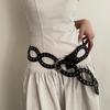 Elliptic Geometry PU Leather Waistbands Hollow Out Rivet Waist Belt  Dress Decoration