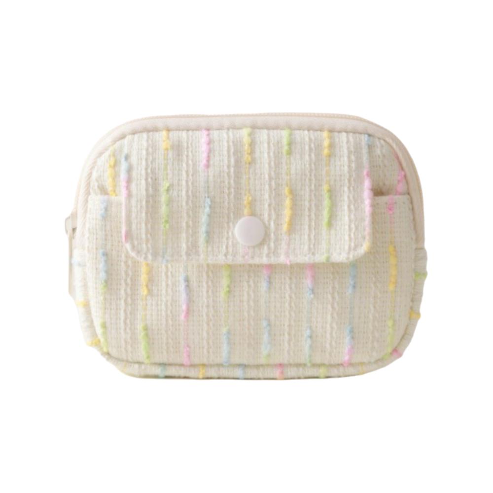 Large Capacity Flip Up Coin Purse Multifunctional Zipper Closure Lipstick Bag Square Shape Soft Material Makeup Bag