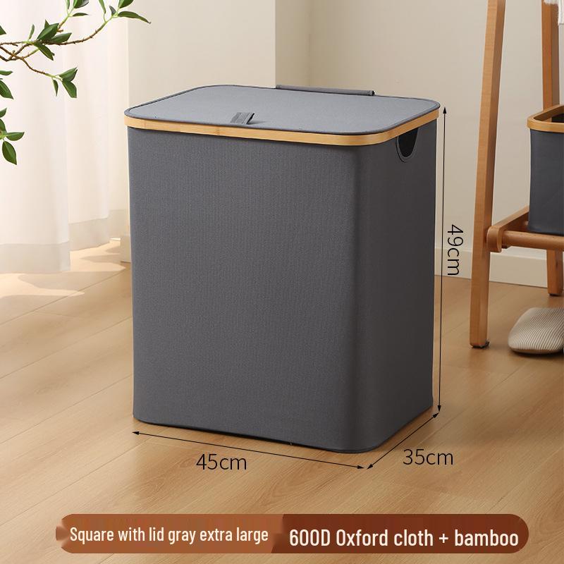 Foldable Large Desktop Storage Basket with Lid for Bedroom - Laundry, Toys, and Clothes Organizer