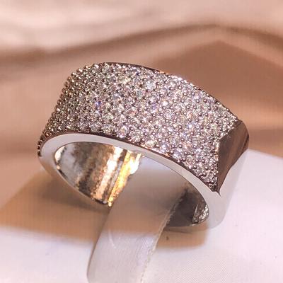 Kaplamalı CZ Yüksek Kalite Gümüş Renk Kadın Yüzük Basit Tasarım Bling Gelin Düğün Küpe Kadınlar için Fantezi Parti Takı Kadın Moda Takı