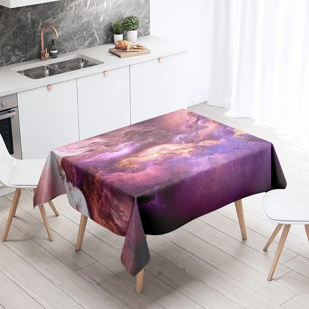 Colorful Cloud Tablecloth Sunset  Anti-fouling Waterproof Rectangular Kitchen Dining Table Home Decoration