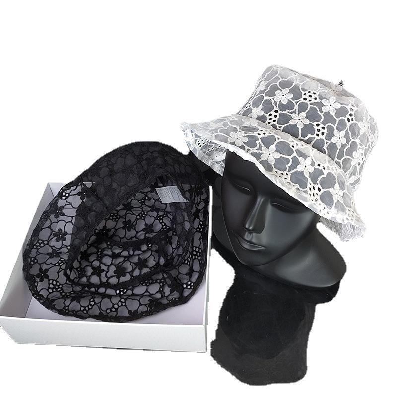 2024 Women's Lace Fisherman Hat - Trendy Korean Style, Versatile Summer Design, Flower Pattern, Lightweight, Hollow Sun Hat
