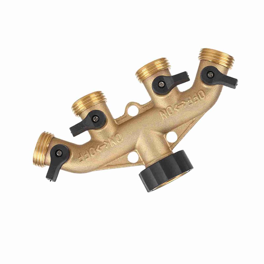 3 4 Inch Brass 4 Way Hose Pipe Splitter Nozzle Switcher Tap Connectors for Garden Irrigation