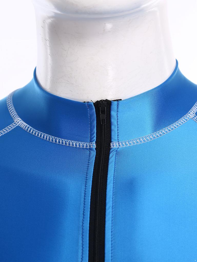 #M-4XL Mens Glossy Bodysuit Mock Neck Long Sleeve Front Zipper Leotard Jumpsuit Rash Guard for Beach Surfing Swimming Workout
