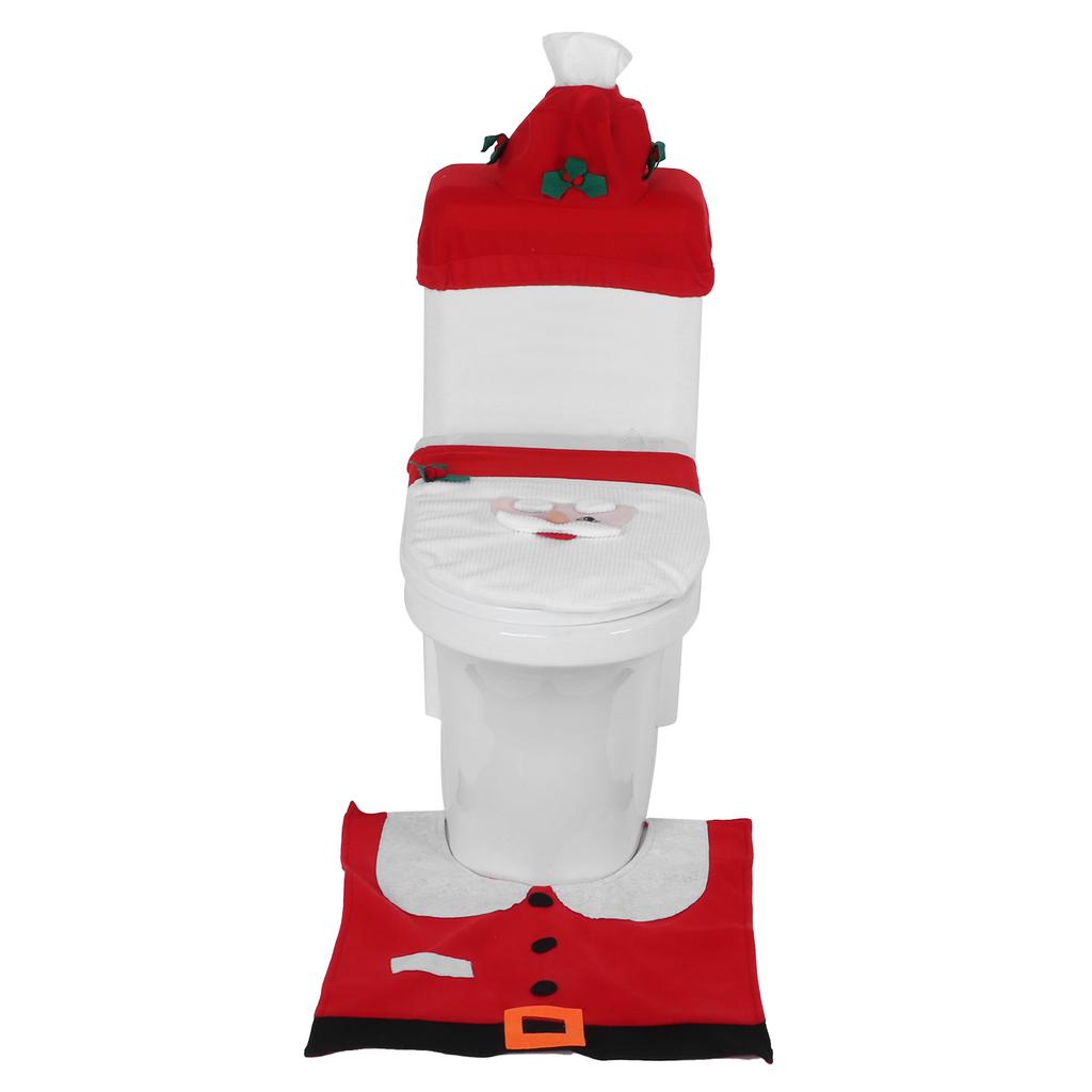 Christmas Toilet Seats Cover Bathroom Mat Decor Toilet Cover Rug Set Home Decoration