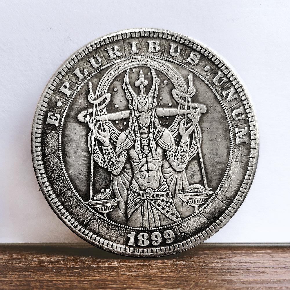 Anubis, Horus, dolaşan sikkeler, köpek başı, kartal başı, insan vücudu, antika gümüş dolar, sikkeler