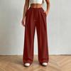 Women’s Fashion Loose Fit Elastic High Waist Drawstring Pocket Sports Casual Pants for Daily Wear and Activities