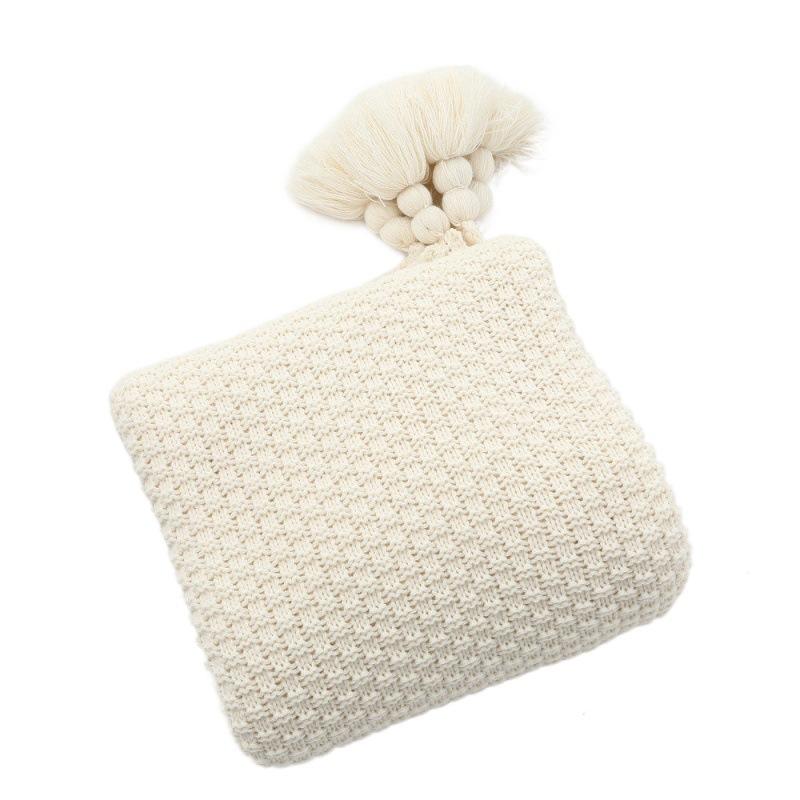 Lightweight Knitted Shawl Blanket Soft Cozy Throw for Office Air Conditioning Lunch Break Sofa Bed Leisure Cozy Warm Comfort 100X150CM бежевый