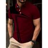 Men's Casual and Fashionable Short Sleeved Polo Shirt, 3D Printed T-shirt with Pattern