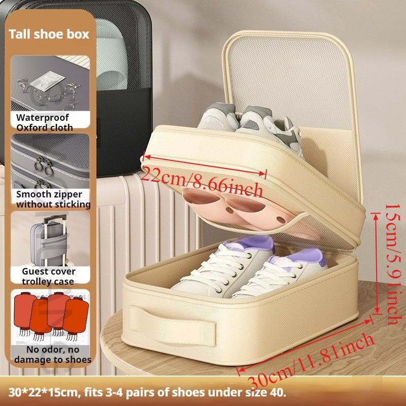 Travel Shoe Organizer Bag Portable 3 Layers Storage Pouch Luggage Accessory for Outdoor Trips Dustproof Space-Saving Shoe Bag