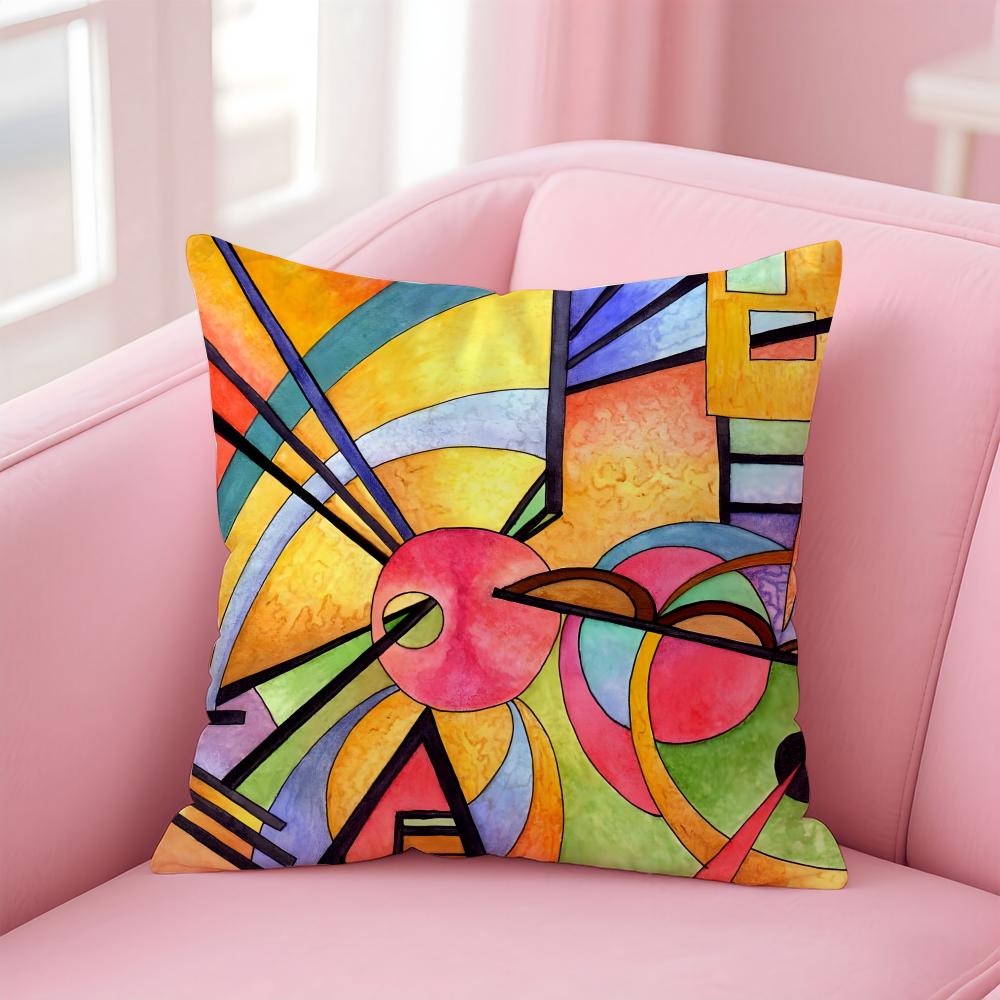 GGeometric Abstract Art Cushion Cover Pillow Case Soft Friendly Fabric  Concealed Zipper