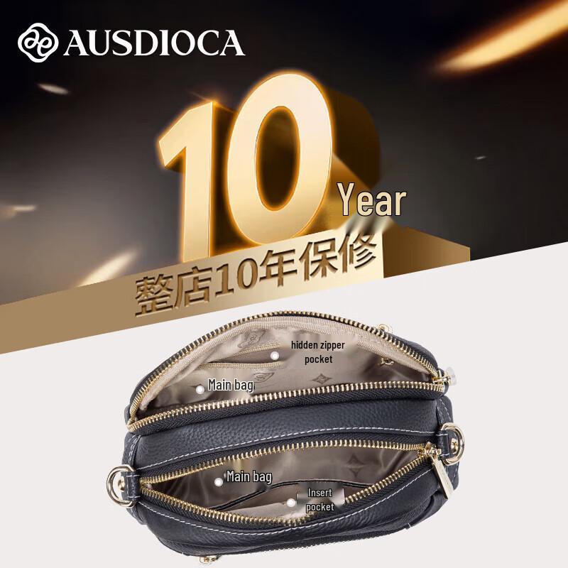 AODIJIA 2026 Genuine Leather Round Crossbody Bag for Women
