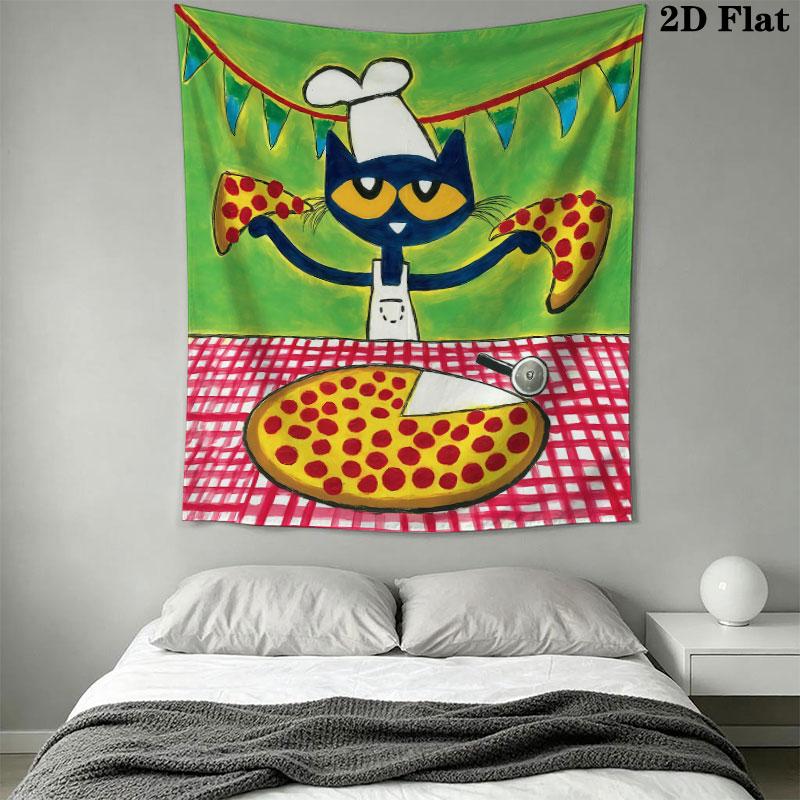 Pete Cat Joy Wall Hanging Printed Fabric Blanket Decorative Tapestries for Bedroom Living Room Home Decor