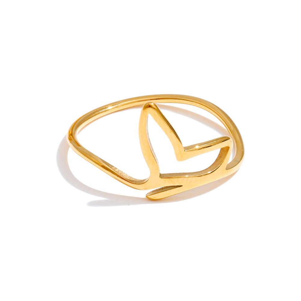 

Yhpup Size 678 Minimalist Geometric Stainless Steel Heart Thin Finger Ring for Women Rust Proof Metal Charm Golden Jewelry Gift 6