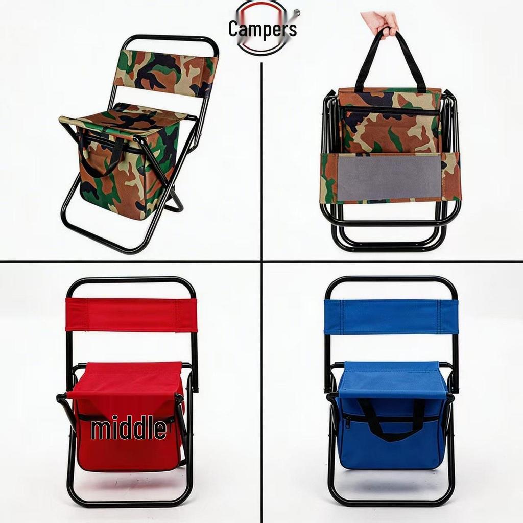 Multi-functional Camping Storage Bag with Backrest - Picnic & Fishing Folding Chair