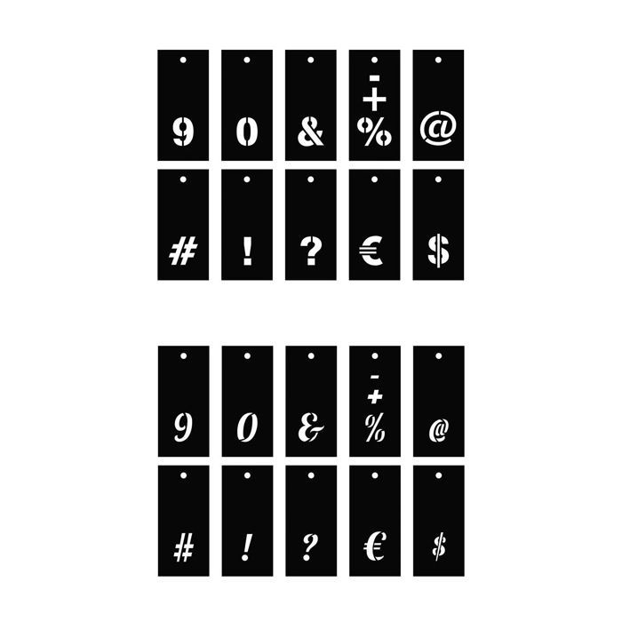 Pochoirs alphabet 140 motifs, lettres et chiffres