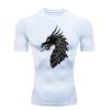 Dragon Pattern Men's Sports T-shirt for Fitness Training Gym Jogging Running Workout Compression Shirt Short Sleeve Rashguard