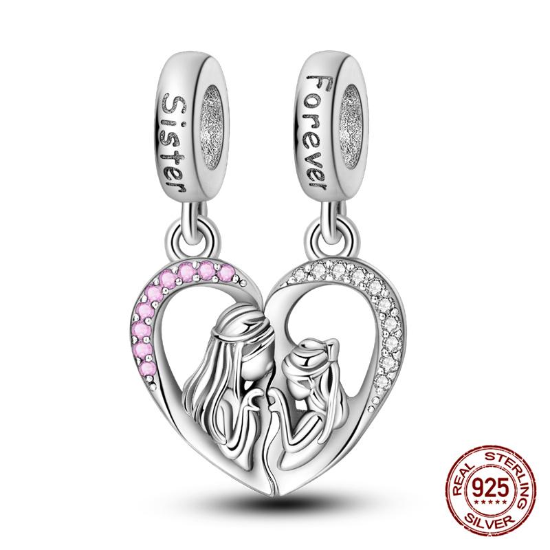 100% Copper Love Mother And Daughter Charms Fitoriginal Bracelets Diy Jewelry Making For Women Gift