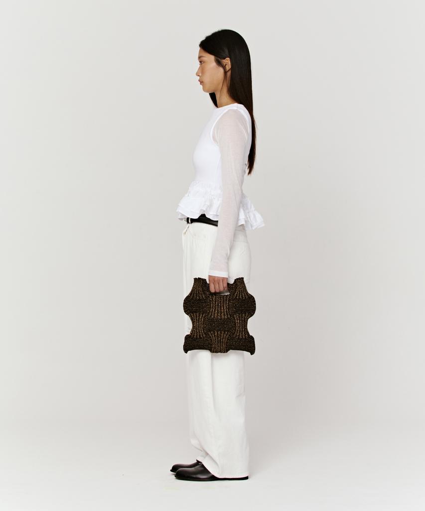 Pleatsmama New Bow Bag Glitter Black Brown