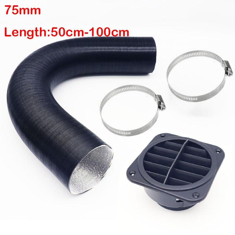 60/75/42mm Car Heater Replacement Kits Air Diesel Parking Heater Ducting Pipe Air Vent Outlet Hose Tube Connector w/Hose Clips