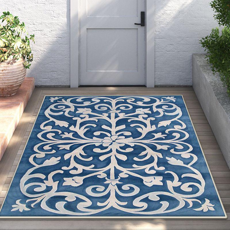 Blue Persia Carpet Living Room Decoration Home Sofa Area Rugs Outdoors Door Hall Non-slip Floor Mat Washable Bedroom Doormats