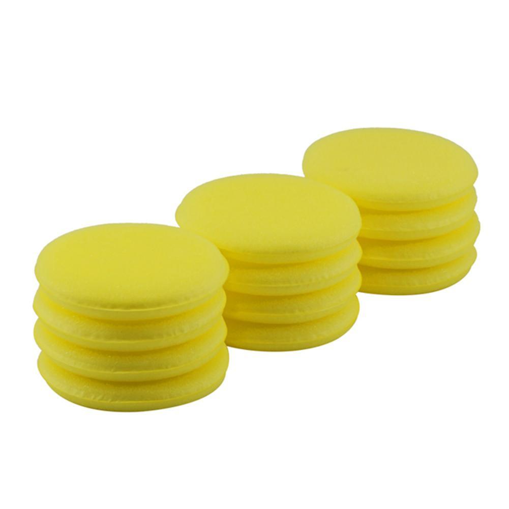 12Pcs Car Waxing Foam Polish Wash Sponges Applicator Foam Cleaning Pad Sponge Detailing Round Cleaning Tools Waxing Washing B7P8