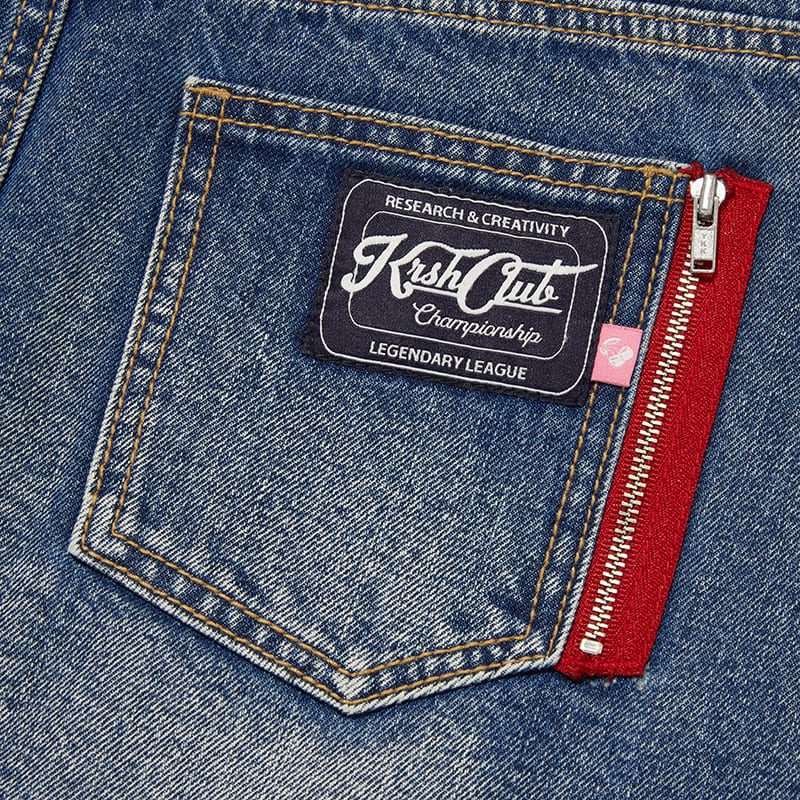 Kirsh Zipper Point Denim Mini Skirt [Blue]