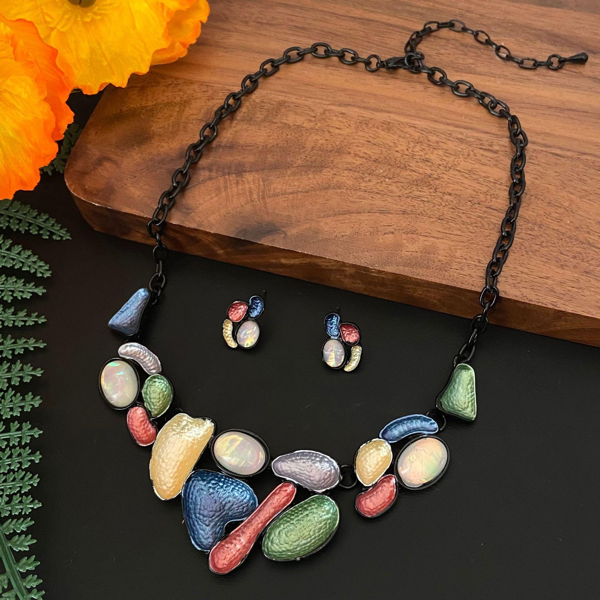 

Новый набор ожерелья и серег с лепестками неправильной формы, геометрическое соединение, женское ожерелье премиум-класса