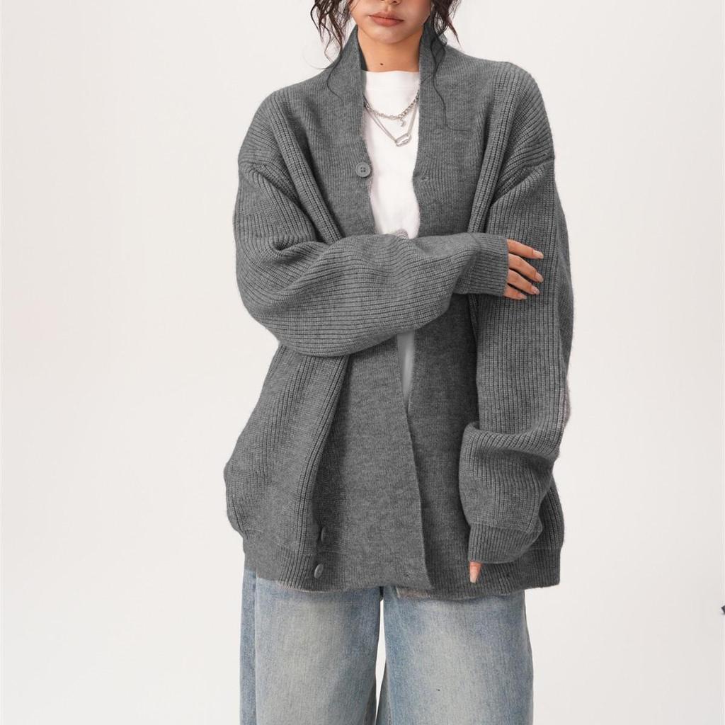 Unisex Retro Irregular V-Neck Cardigan: Autumn/Winter Knitted Sweater