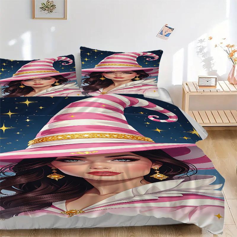 

3 шт. Набор постельного белья Шляпа ведьмы - 1 пододеяльник + 2 наволочки(Ядро не включено), Машинная стирка, Полиэстер, Комфорт в любое время года, Декор спальни 135x200cm