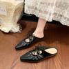 French Bow Bag Head Cool Slippers Female Summer Wear Fairy Style Flat Half Slippers Fashion Sandals