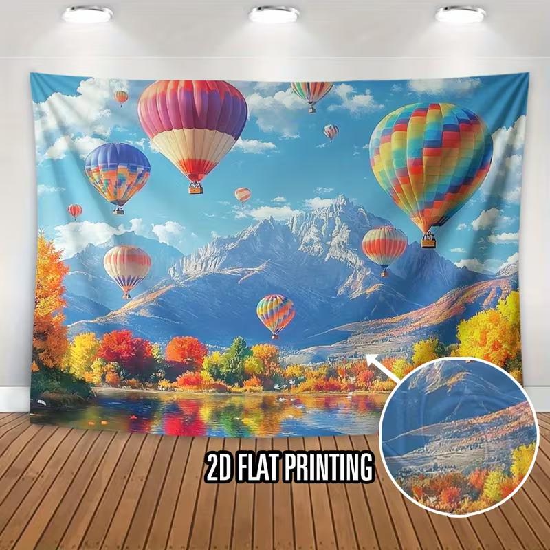 2D Colorful Balloon Backdrop Mountain Lake Photography Background