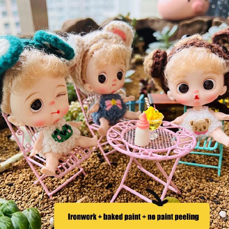 Miniature Dollhouses Furniture Iron Table And Chair Set Model Figurine For Crafting Garden Bistro Scene Displaying