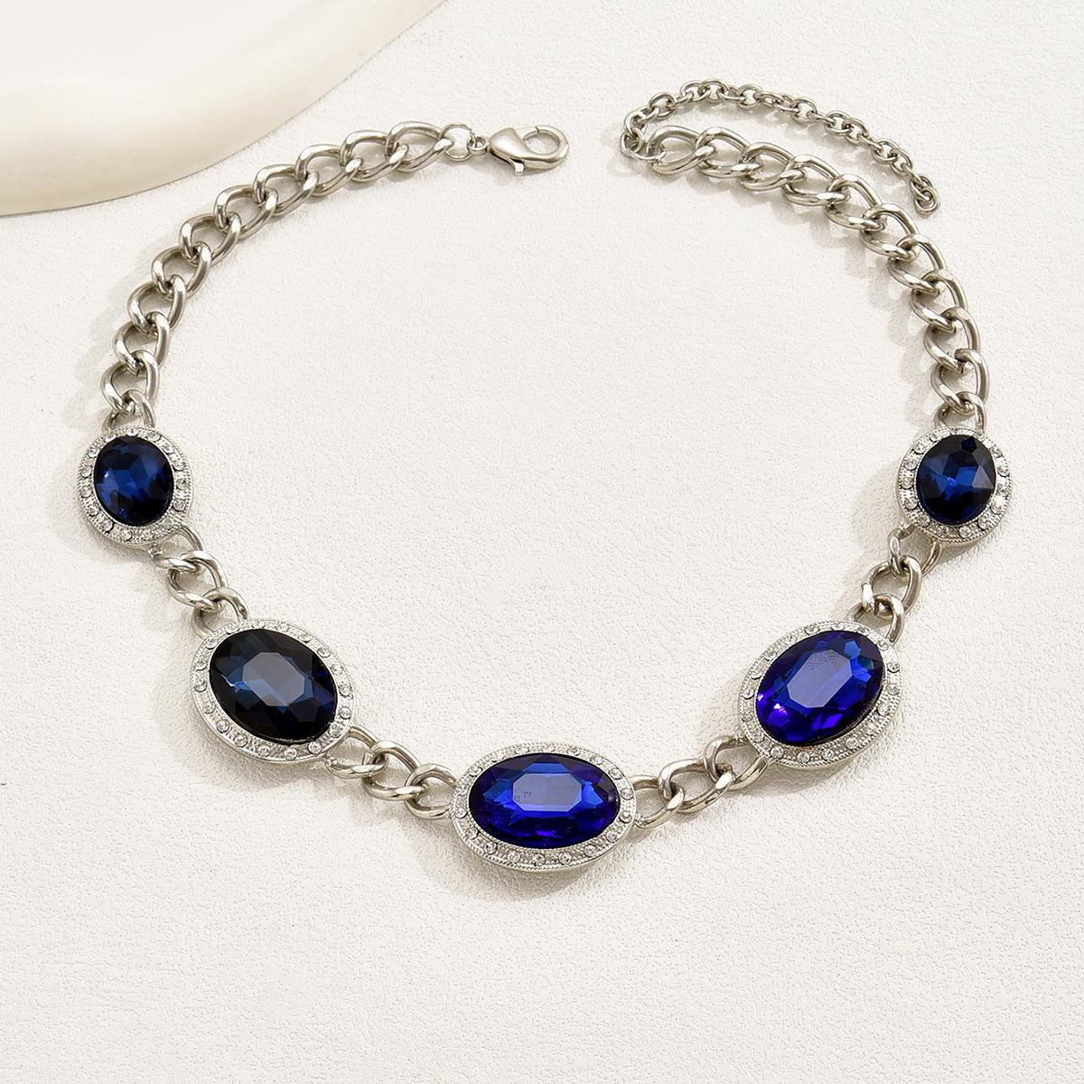 

Модный повседневный стиль женская ключичная цепочка ретро легкая роскошь полностью бриллиантовая персонализированная подвеска темпераментная универсальная цепочка из стали