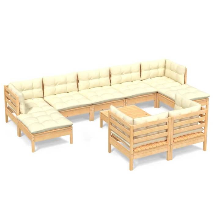 VidaXL Salon de Jardin avec Coussins 12 pcs, Canapés avec Pieds Réglables, Ensemble de Meubles d'Extérieur Patio Terrasse, 3250461