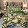 Three-Piece Light Luxury Bronzing Leaf Texture Duvet Cover Tropical Plant Digital Printing
