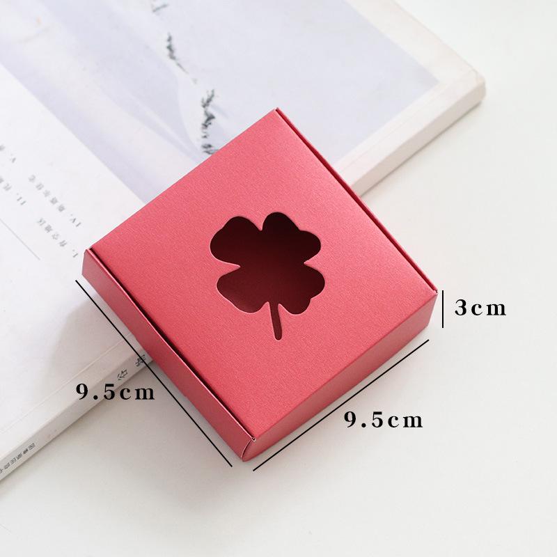12pcs Gift Boxes with Four-leaf Clover Window Mini Treat Boxes for Gift Soap Kraft Paper Wrap Box for Wedding Party Festival