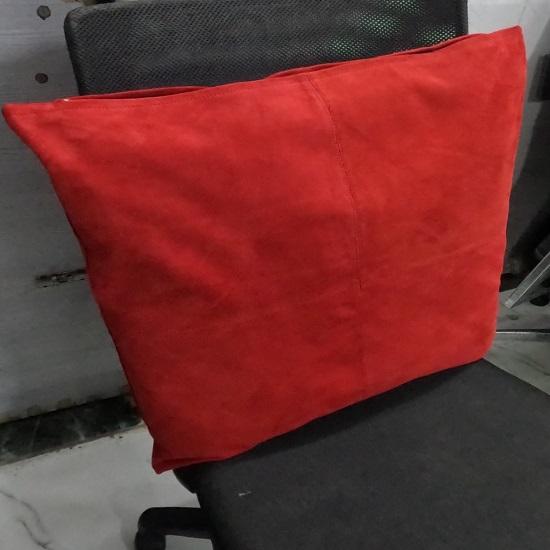 NOORA Genuine Lambskin Red Suede Leather Cushion Cover, Dining Cushion, Leather Car Seat Cover, Leather Throw Case, Gift Pillow Case