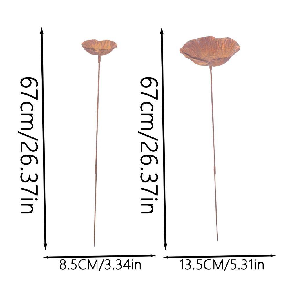 Flower Shape Metal Bird Bath Rusted Vintage Handcrafted Garden Birdbath Iron Art Rust-resistant Flower Garden Stake