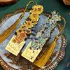 Sunflower Metal Hollow Bookmark with Tassel Reading Stationery  Reading Tool