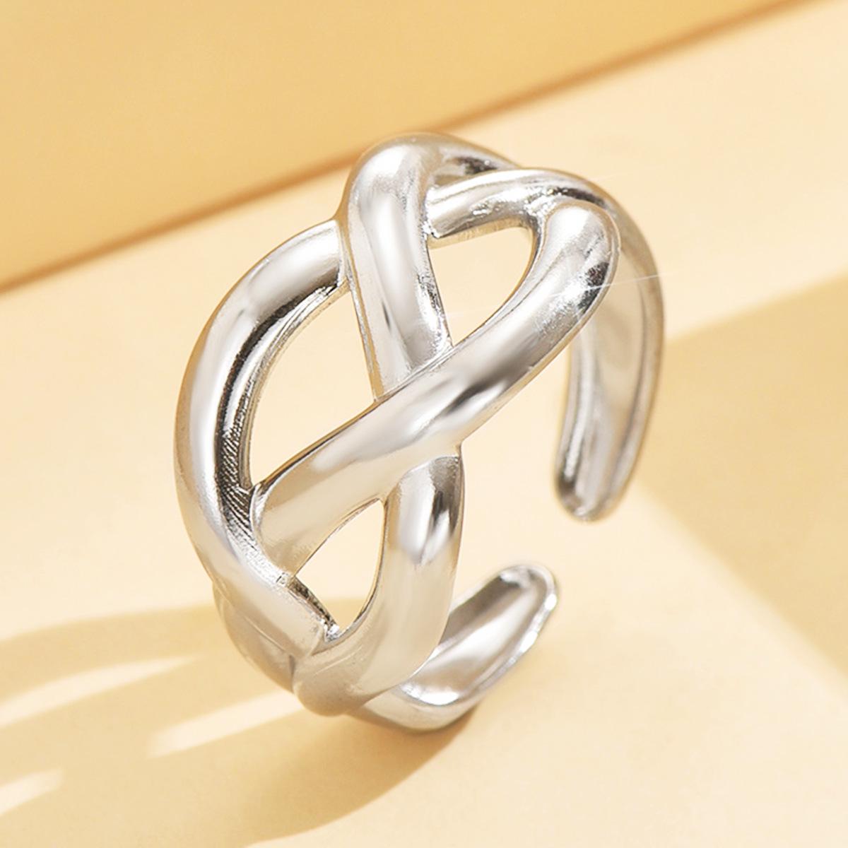 18K Gold Stainless Steel Ring with Cross Retro Heavy Metal Texture
