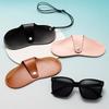 Portable Neck Hanging Glasses Case Soft Leather Outdoor Sunglasses Pouches for Daily Commutes and Travel