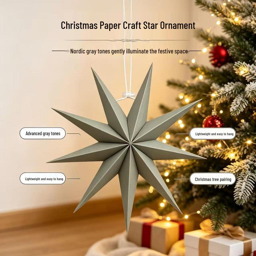 Nine-Pointed Star Ornament for Celebrations: Christmas, New Year, Birthday, Wedding and Mall Decoration – Origami Paper Hanging Prop.