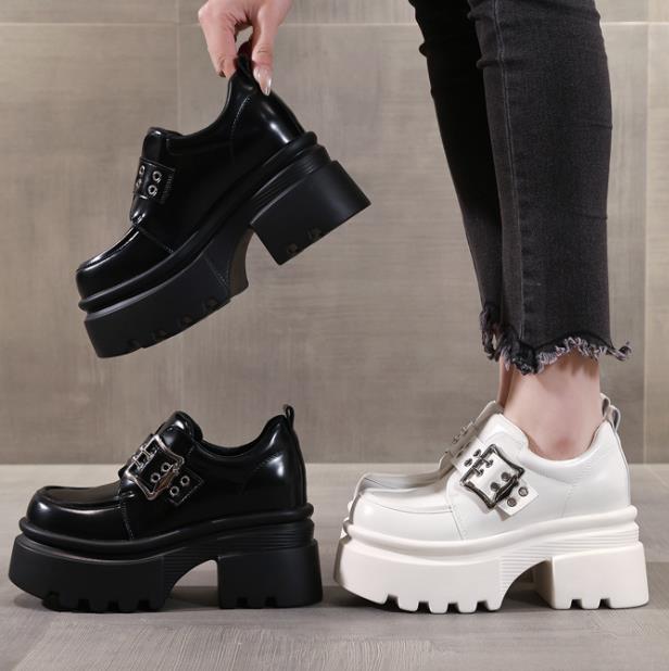 Fashion 10cm PU Leather Boots Autumn Female Platform Wedge Flats Breathable Women Boots Casual Spring Pumps Mary Jane Shoes