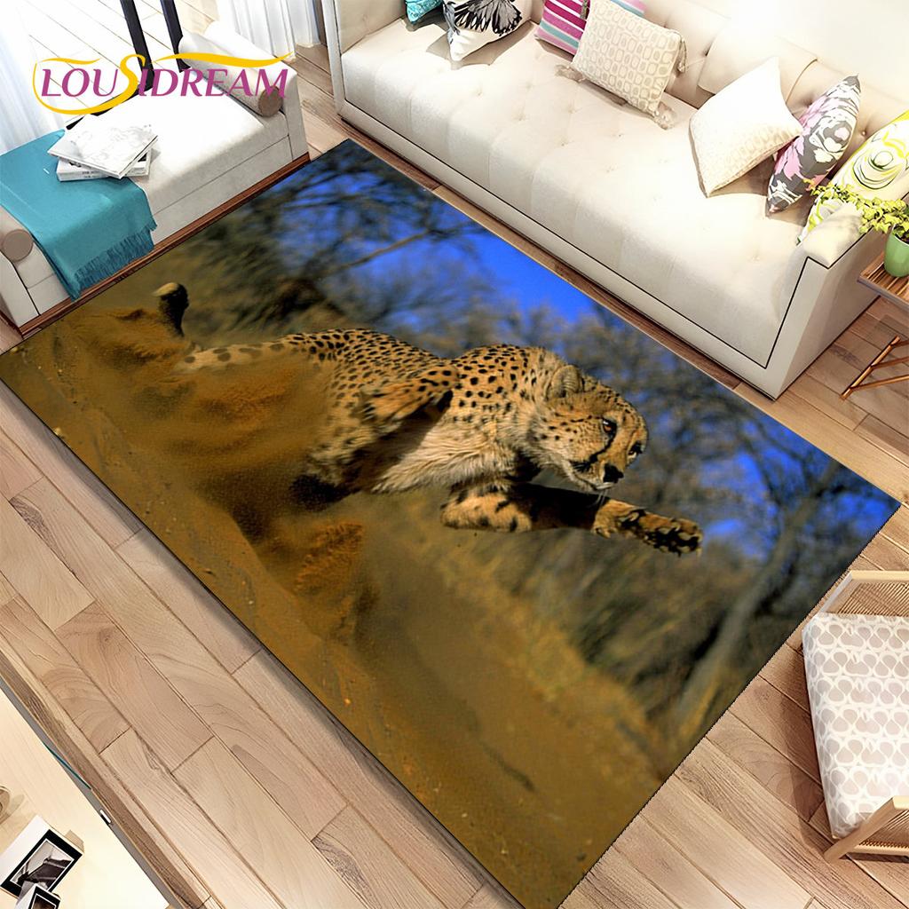 Animal Leopard Cheetah Cartoon Beast Area Rug,Carpet for Home Living Room Bedroom Sofa Doormat Kitchen Decor,Non-slip Floor Mat