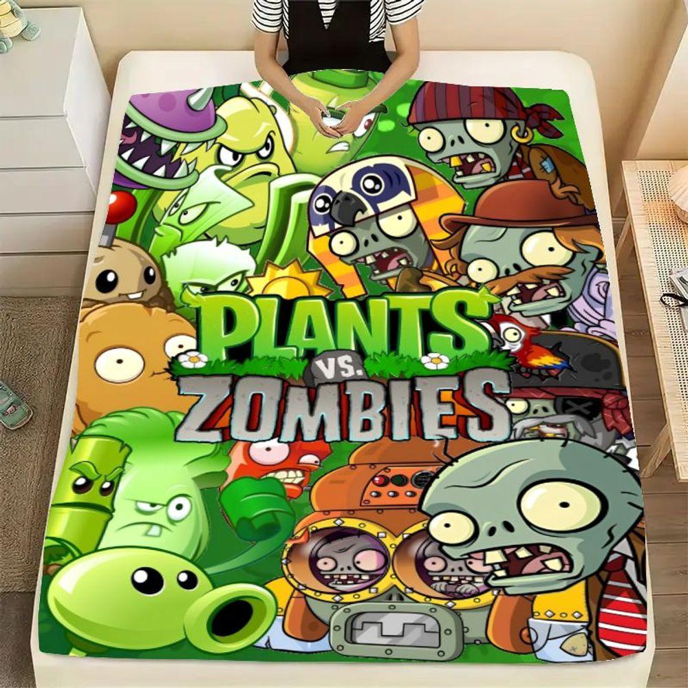 Vibrant Plants vs. Zombies Plush Blanket - Colorful Cartoon Print Fleece Throw, Soft and Cozy for Kids, Perfect for Gaming Rooms